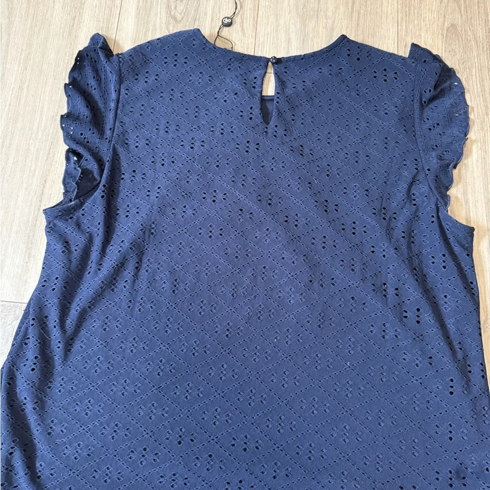 Adrianna Papell Blue Flutter Sleeve Blouse - Picture 2 of 3